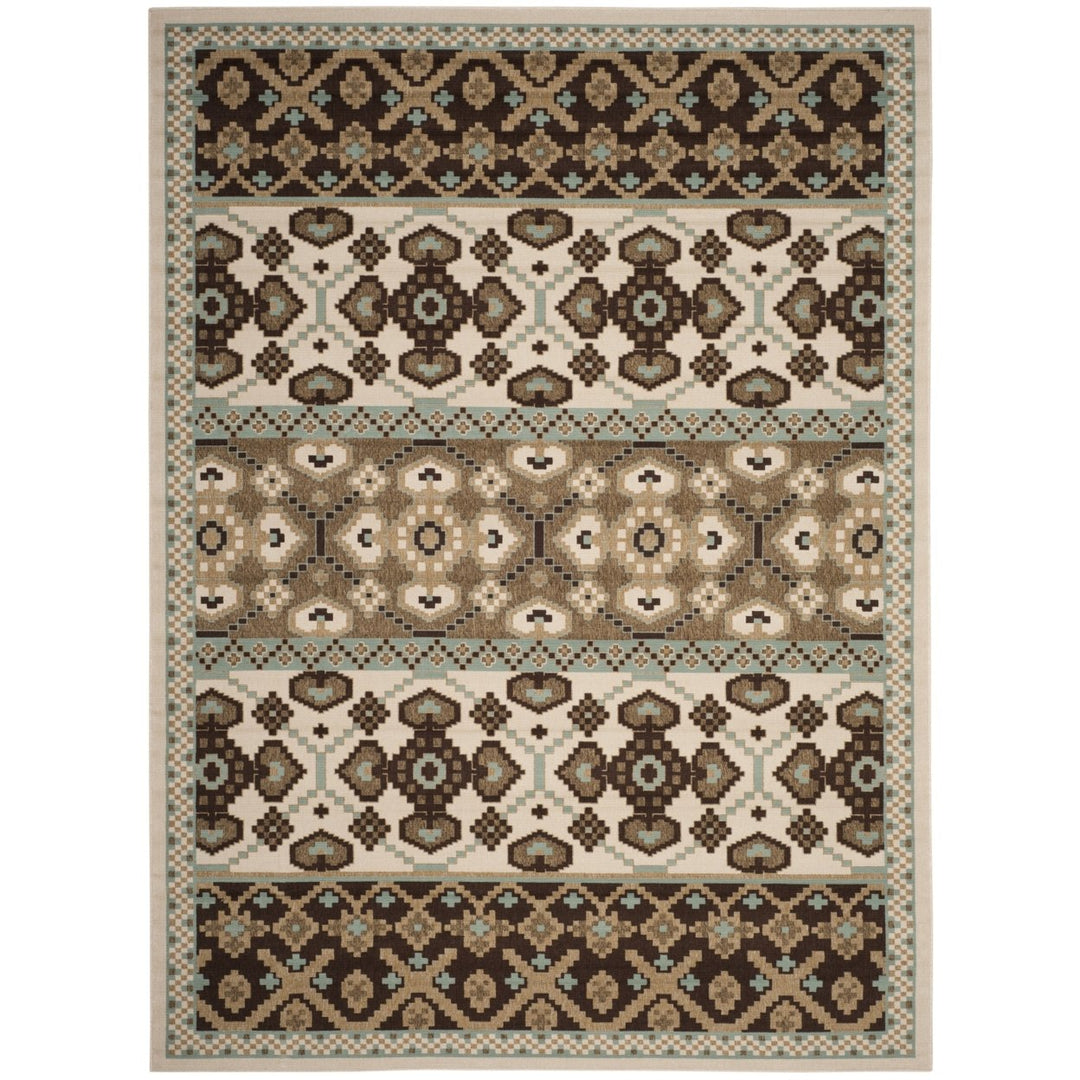 SAFAVIEH Outdoor VER093-0212 Veranda Cream / Chocolate Rug Image 1