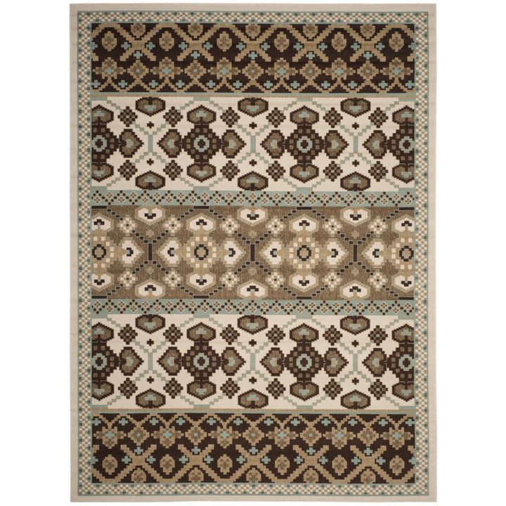 SAFAVIEH Outdoor VER093-0212 Veranda Cream / Chocolate Rug Image 1