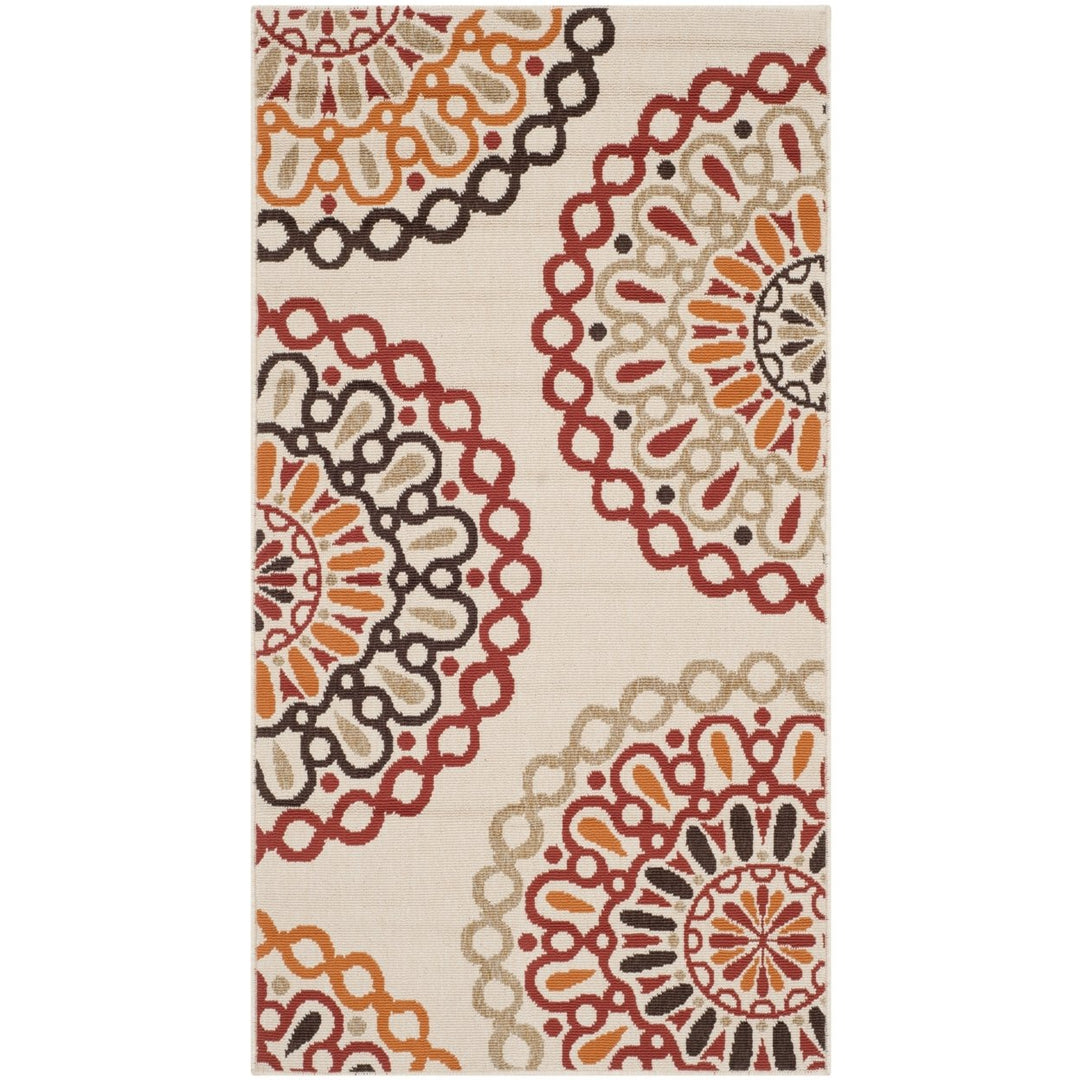 SAFAVIEH Outdoor VER092-0313 Veranda Collection Creme / Red Rug Image 1