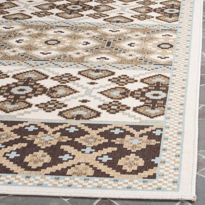 SAFAVIEH Outdoor VER093-0212 Veranda Cream / Chocolate Rug Image 3