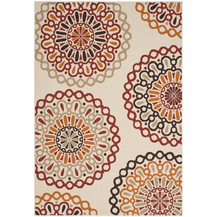 SAFAVIEH Outdoor VER092-0313 Veranda Collection Creme / Red Rug Image 1