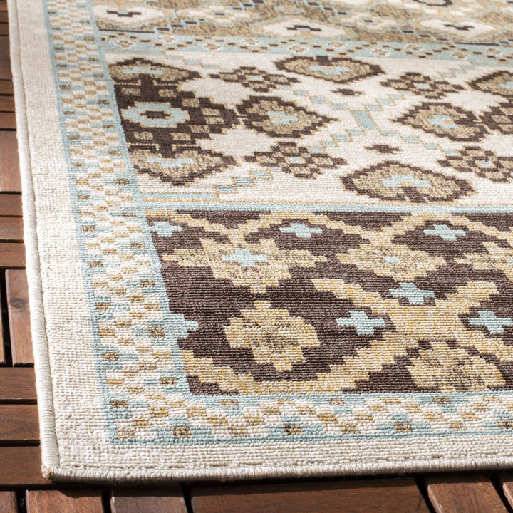 SAFAVIEH Outdoor VER093-0212 Veranda Cream / Chocolate Rug Image 4