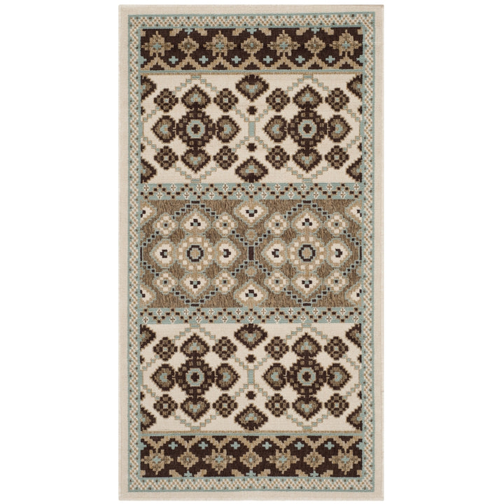 SAFAVIEH Outdoor VER093-0212 Veranda Cream / Chocolate Rug Image 6