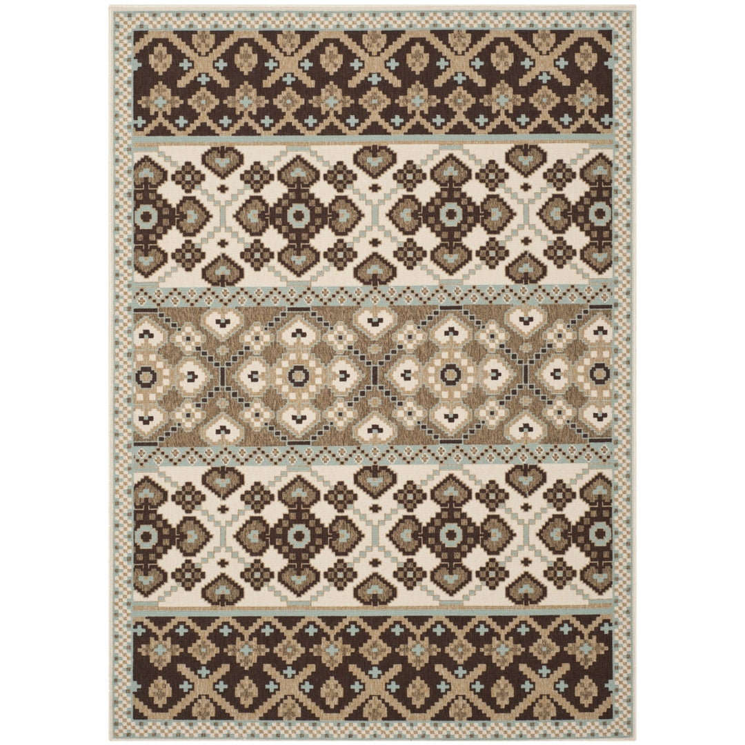 SAFAVIEH Outdoor VER093-0212 Veranda Cream / Chocolate Rug Image 7