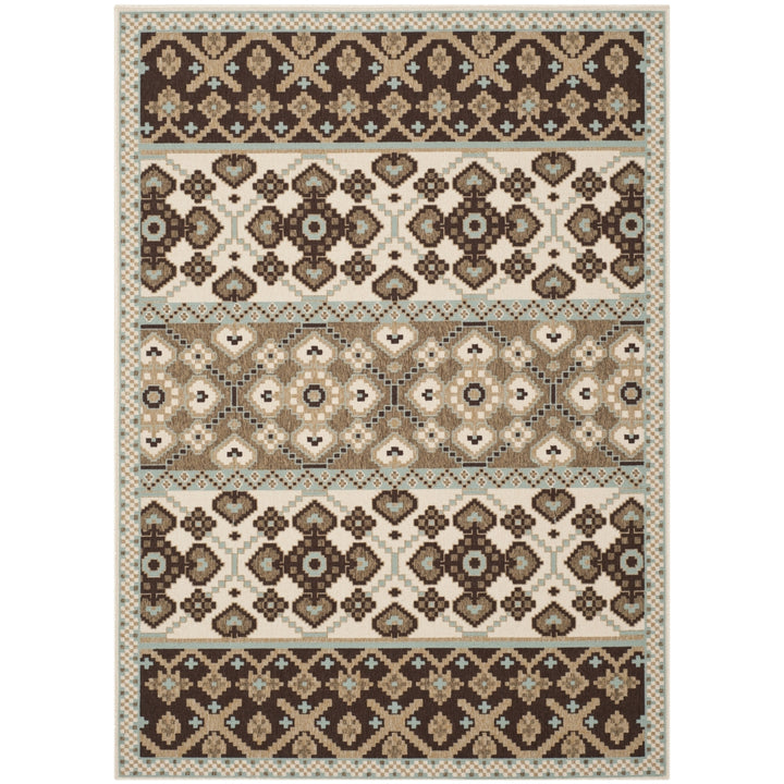 SAFAVIEH Outdoor VER093-0212 Veranda Cream / Chocolate Rug Image 7