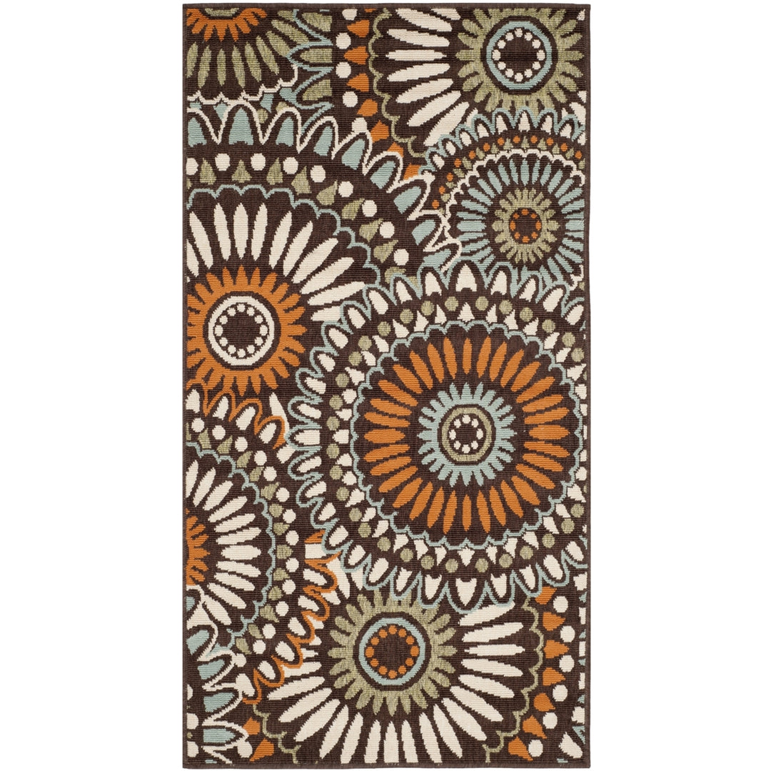 SAFAVIEH Outdoor VER091-0725 Veranda Chocolate / Terracotta Rug Image 10