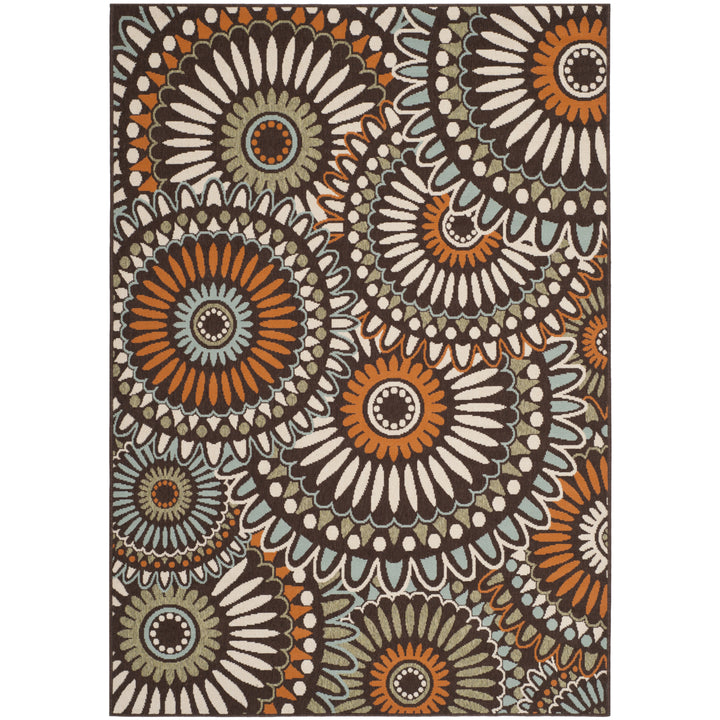 SAFAVIEH Outdoor VER091-0725 Veranda Chocolate / Terracotta Rug Image 11