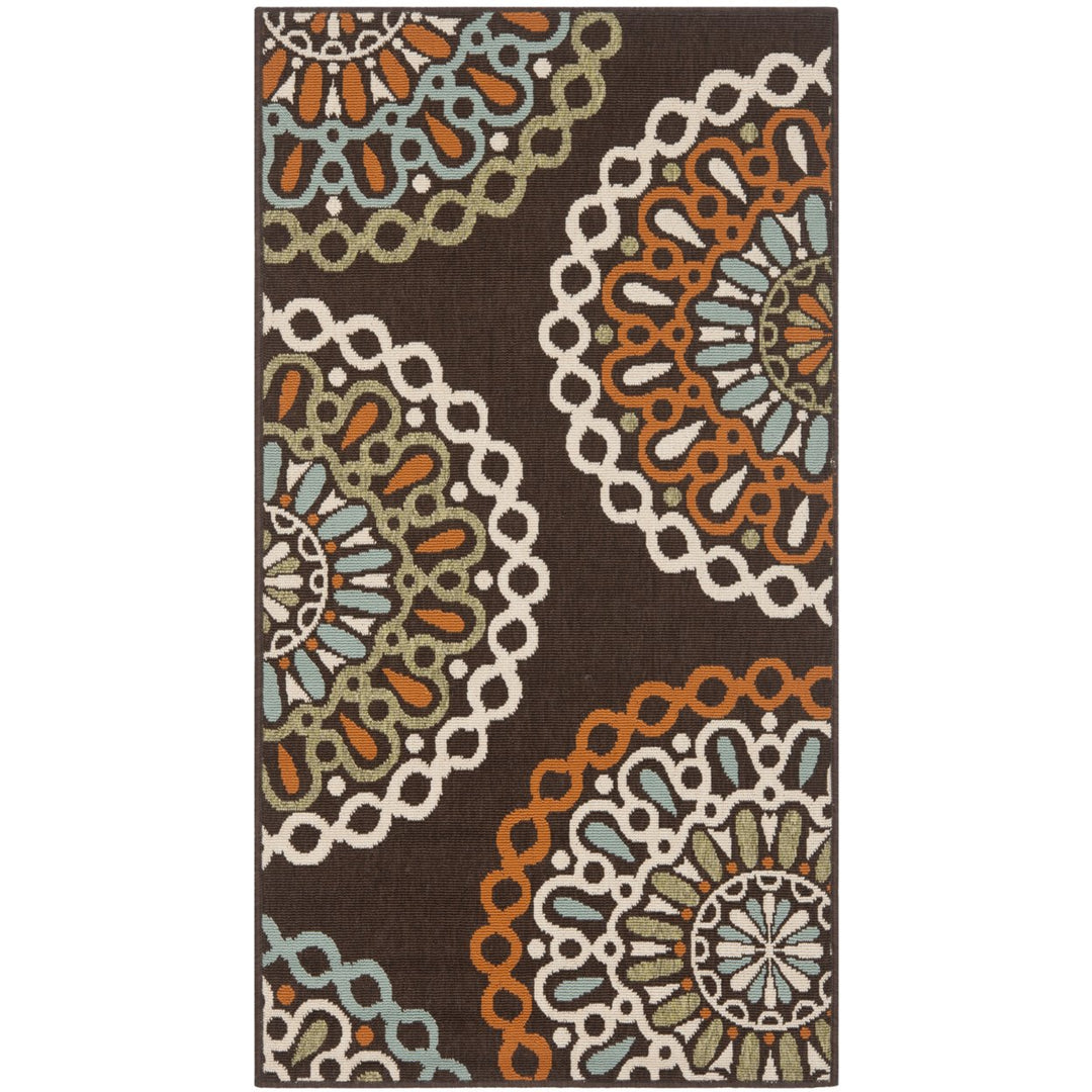 SAFAVIEH Outdoor VER092-0725 Veranda Chocolate / Terracotta Rug Image 1