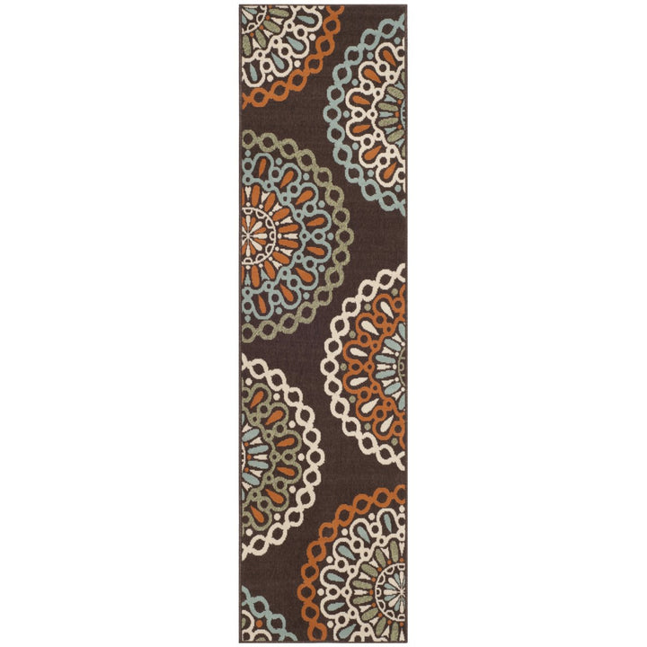 SAFAVIEH Outdoor VER092-0725 Veranda Chocolate / Terracotta Rug Image 1