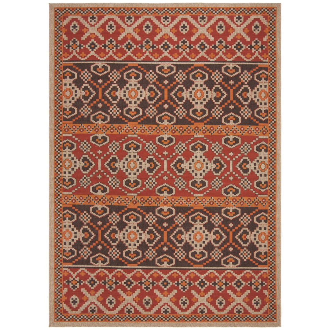 SAFAVIEH Outdoor VER093-0332 Veranda Red / Chocolate Rug Image 1