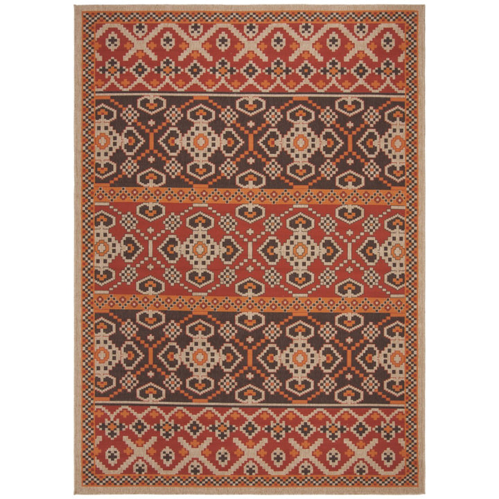 SAFAVIEH Outdoor VER093-0332 Veranda Red / Chocolate Rug Image 1