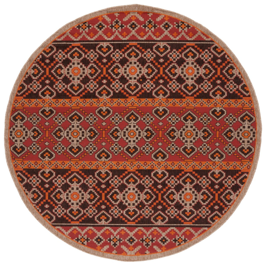 SAFAVIEH Outdoor VER093-0332 Veranda Red / Chocolate Rug Image 1