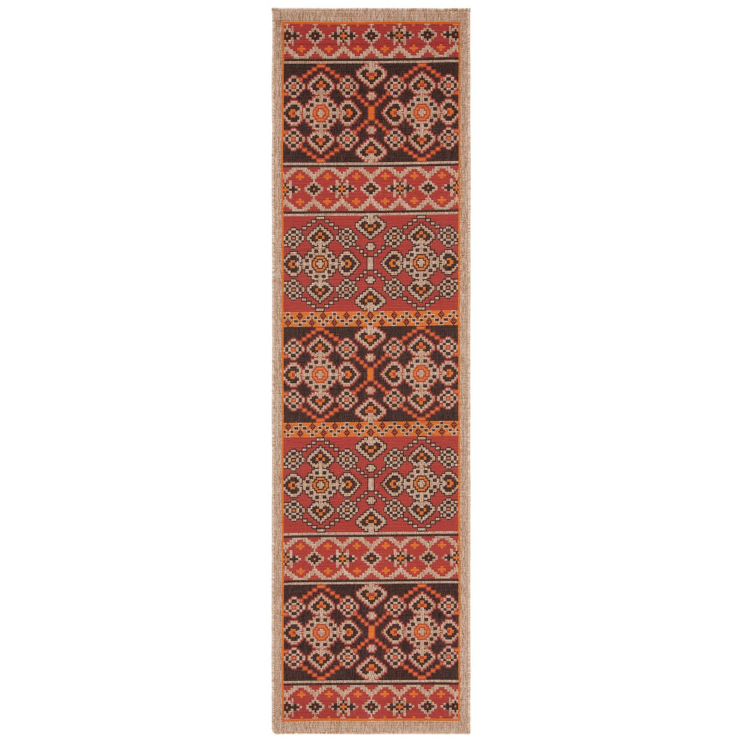 SAFAVIEH Outdoor VER093-0332 Veranda Red / Chocolate Rug Image 1