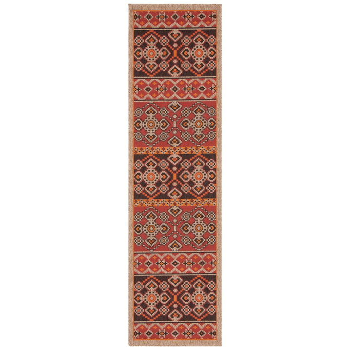 SAFAVIEH Outdoor VER093-0332 Veranda Red / Chocolate Rug Image 1