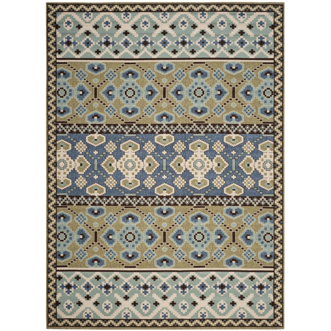 SAFAVIEH Outdoor VER093-0642 Veranda Green / Blue Rug Image 1