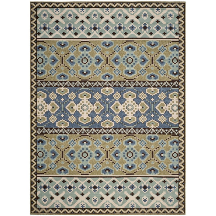 SAFAVIEH Outdoor VER093-0642 Veranda Green / Blue Rug Image 1