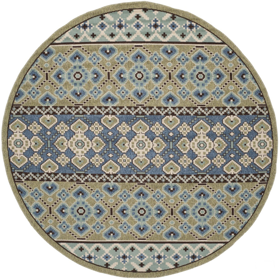 SAFAVIEH Outdoor VER093-0642 Veranda Green / Blue Rug Image 1