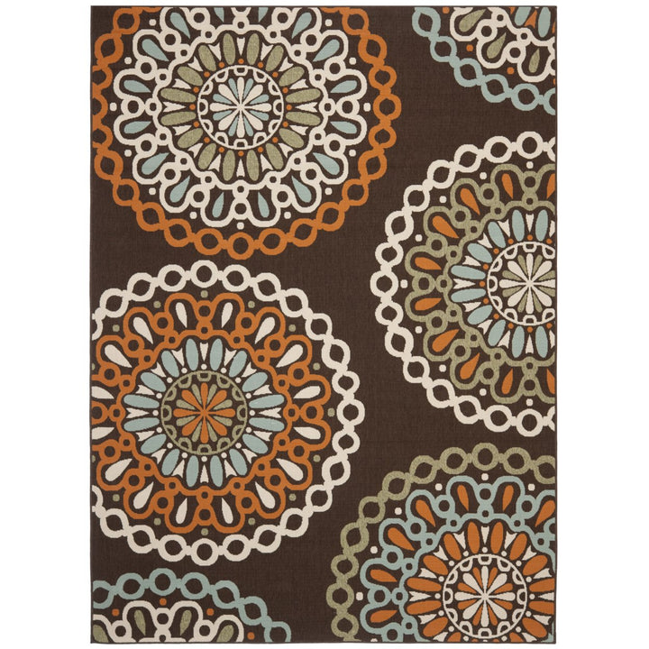 SAFAVIEH Outdoor VER092-0725 Veranda Chocolate / Terracotta Rug Image 1