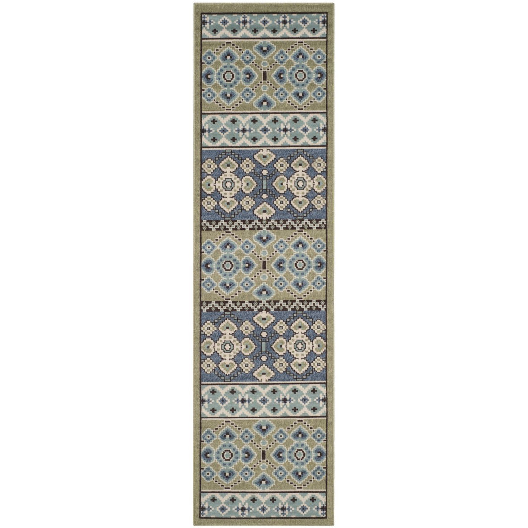 SAFAVIEH Outdoor VER093-0642 Veranda Green / Blue Rug Image 1