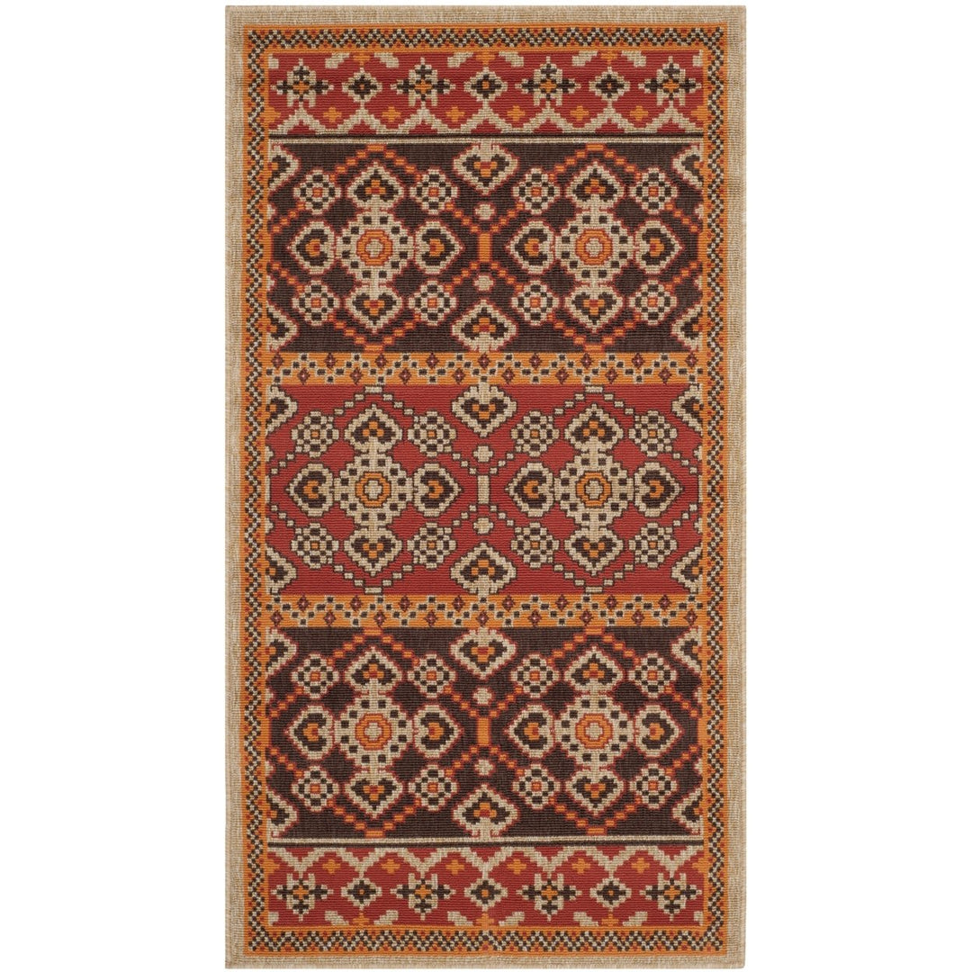 SAFAVIEH Outdoor VER093-0332 Veranda Red / Chocolate Rug Image 1