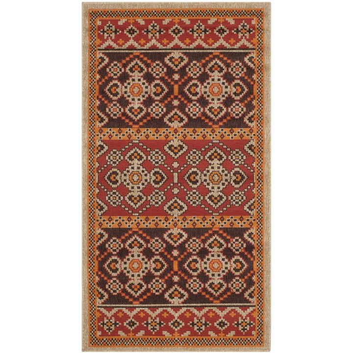 SAFAVIEH Outdoor VER093-0332 Veranda Red / Chocolate Rug Image 1