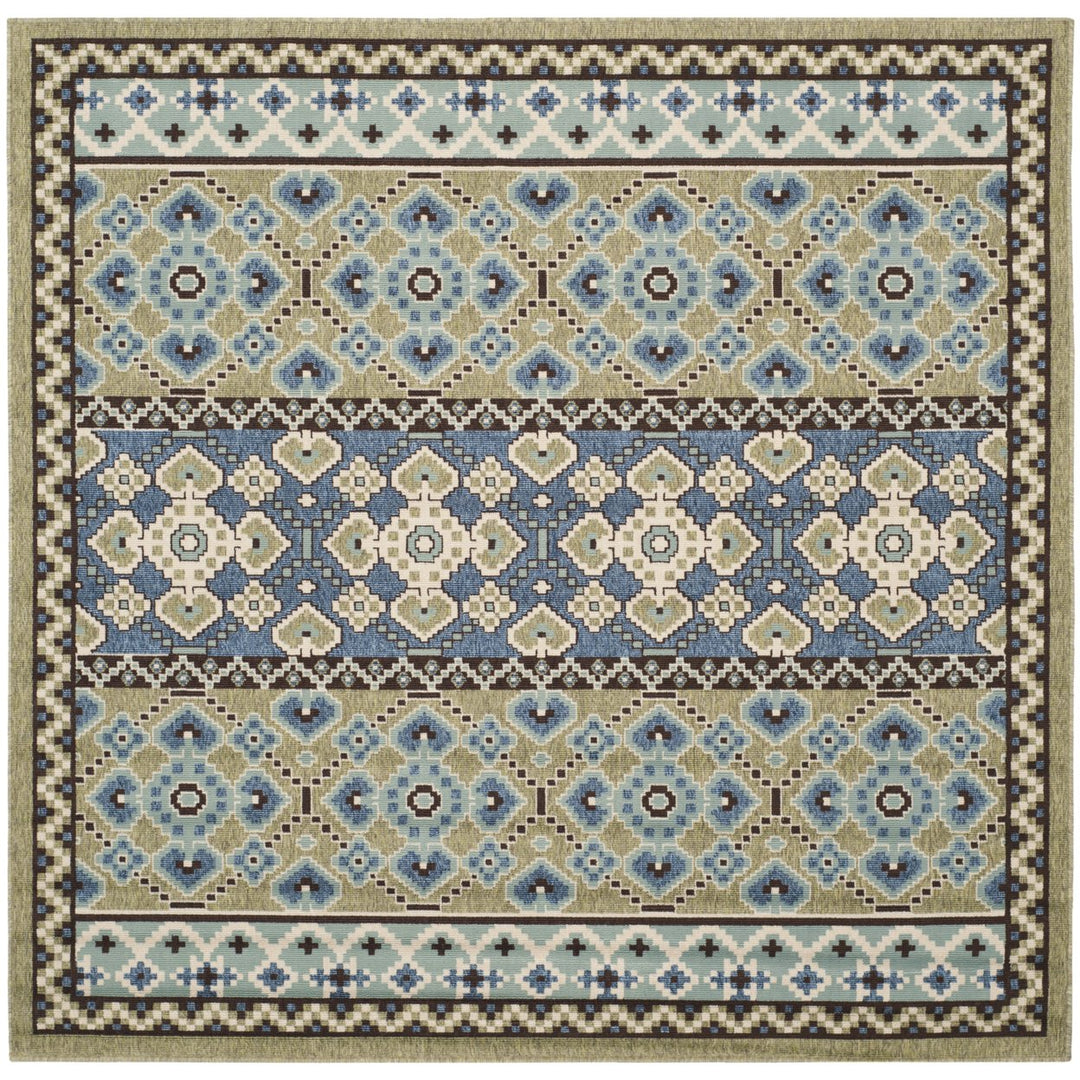 SAFAVIEH Outdoor VER093-0642 Veranda Green / Blue Rug Image 1