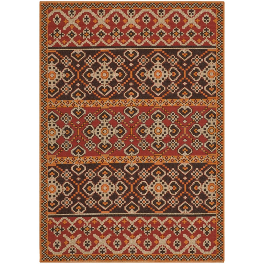 SAFAVIEH Outdoor VER093-0332 Veranda Red / Chocolate Rug Image 1