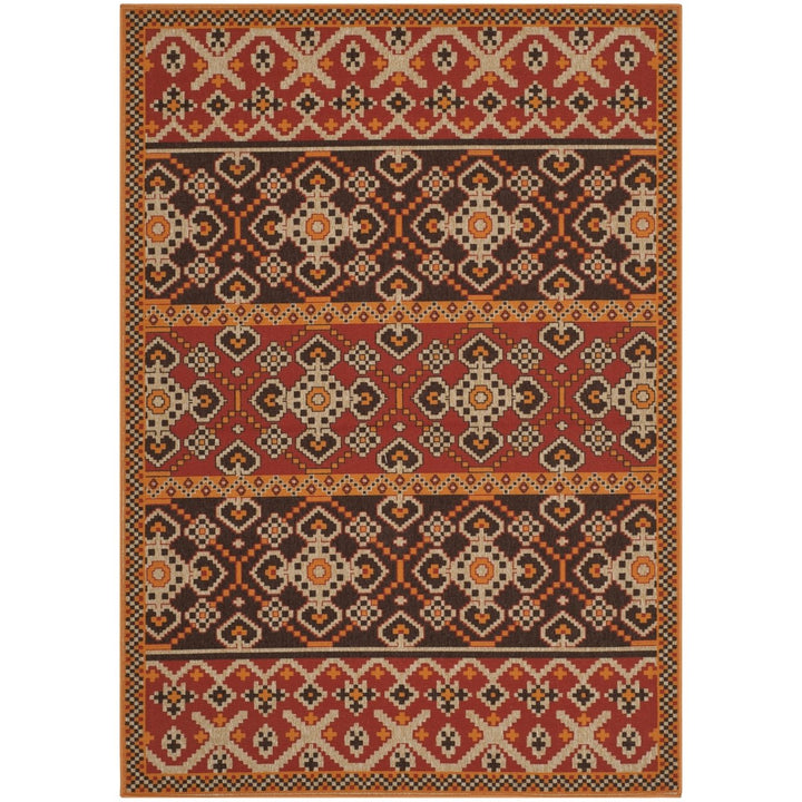 SAFAVIEH Outdoor VER093-0332 Veranda Red / Chocolate Rug Image 1