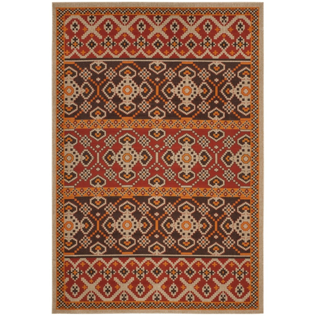 SAFAVIEH Outdoor VER093-0332 Veranda Red / Chocolate Rug Image 1