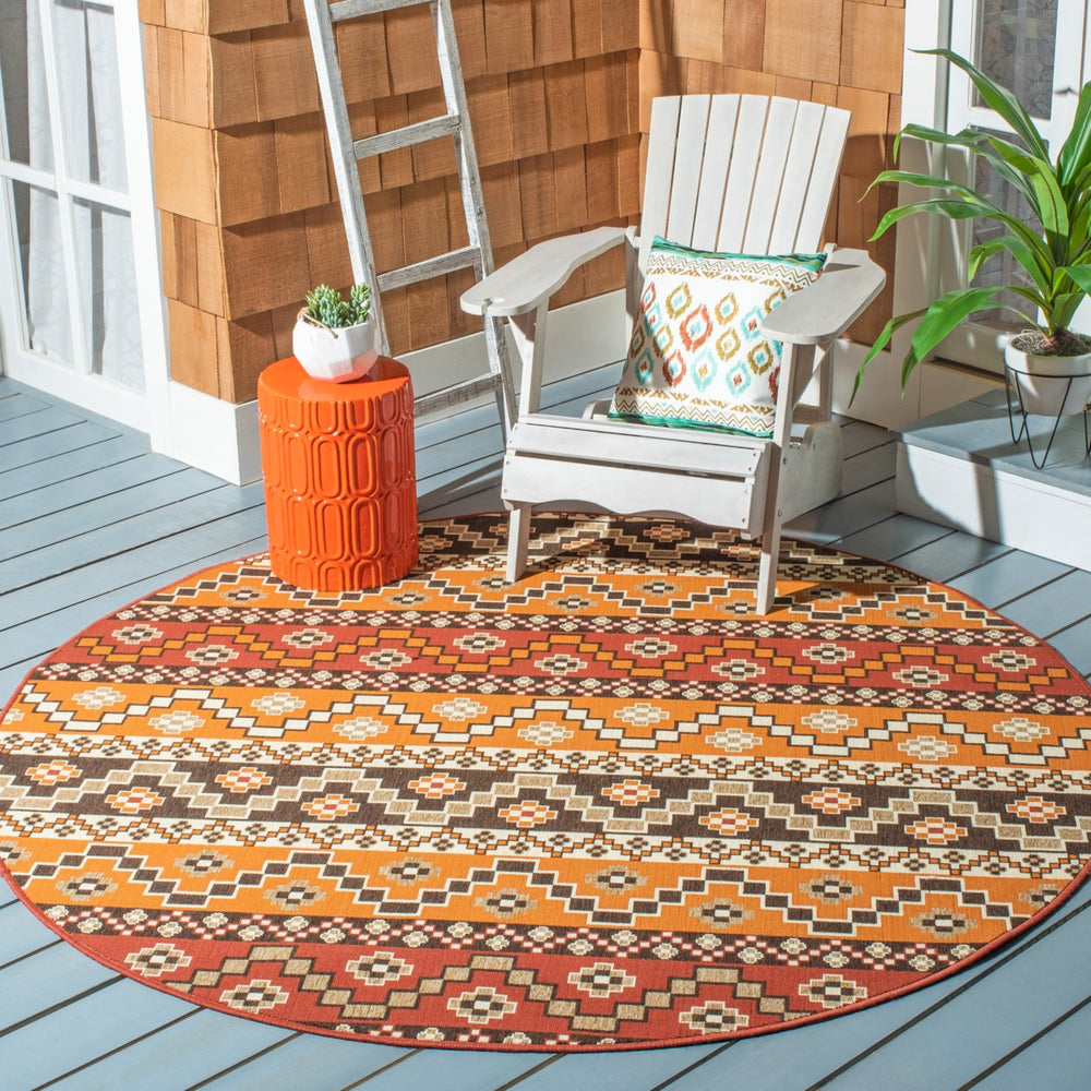 SAFAVIEH Outdoor VER095-0332 Veranda Red / Chocolate Rug Image 2