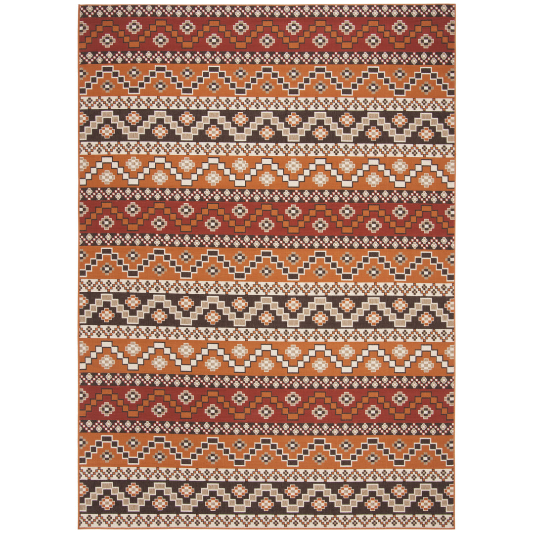 SAFAVIEH Outdoor VER095-0332 Veranda Red / Chocolate Rug Image 4