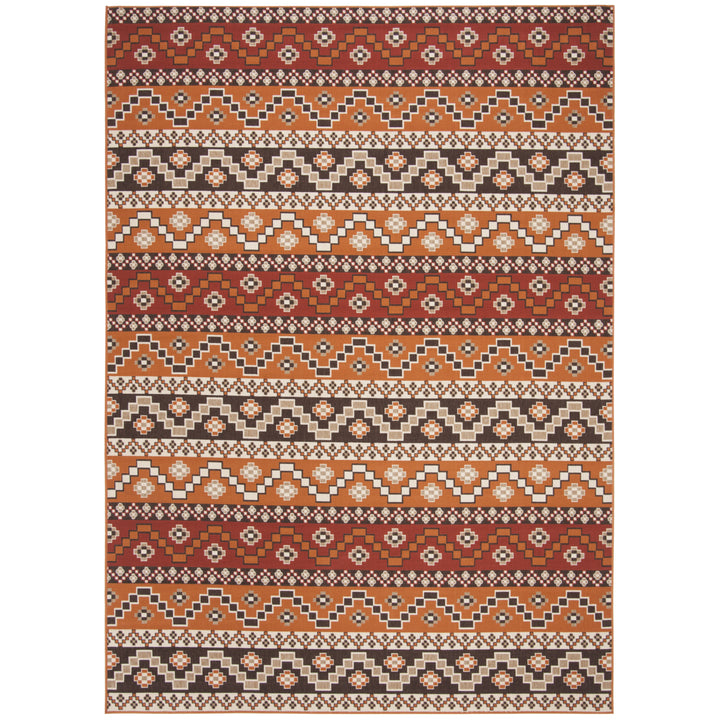 SAFAVIEH Outdoor VER095-0332 Veranda Red / Chocolate Rug Image 4