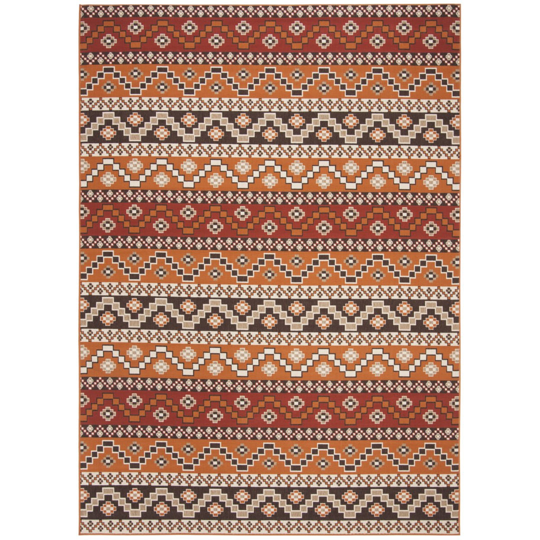 SAFAVIEH Outdoor VER095-0332 Veranda Red / Chocolate Rug Image 1