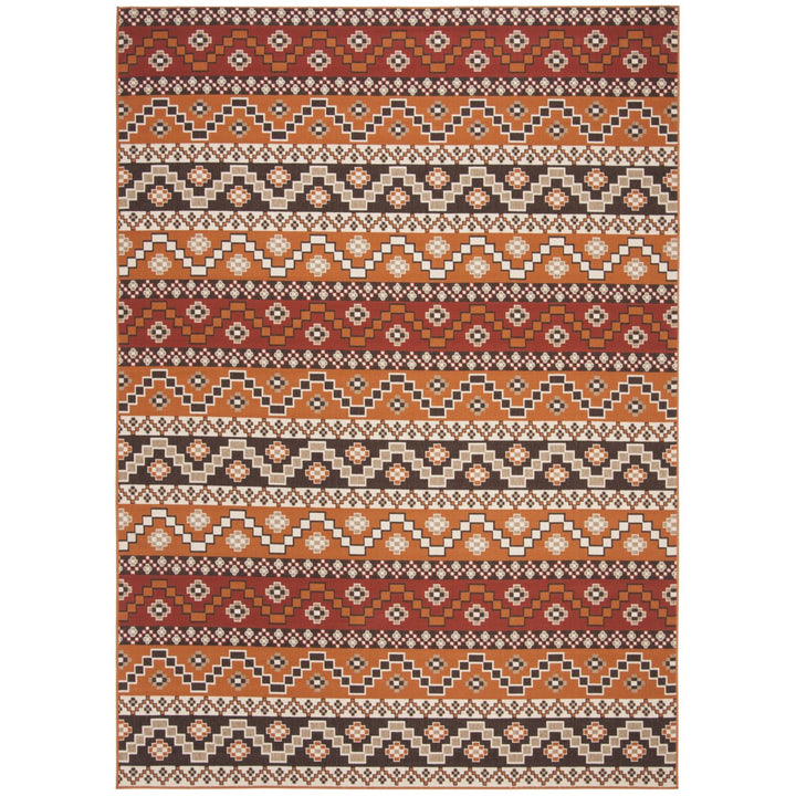 SAFAVIEH Outdoor VER095-0332 Veranda Red / Chocolate Rug Image 1