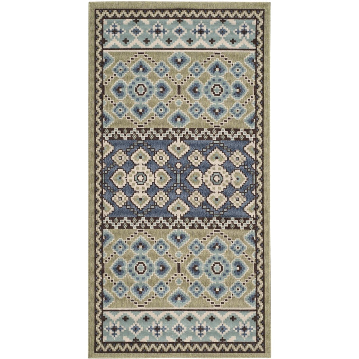 SAFAVIEH Outdoor VER093-0642 Veranda Green / Blue Rug Image 1