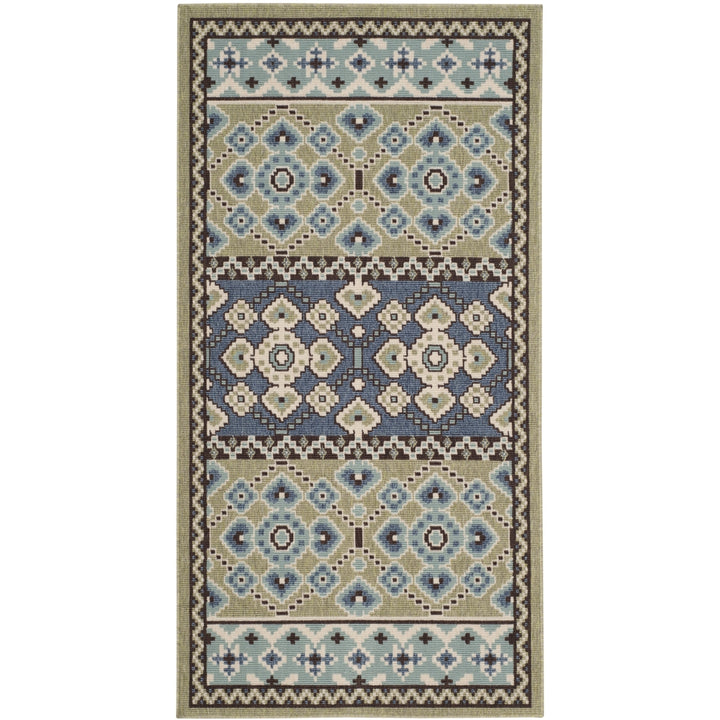 SAFAVIEH Outdoor VER093-0642 Veranda Green / Blue Rug Image 1