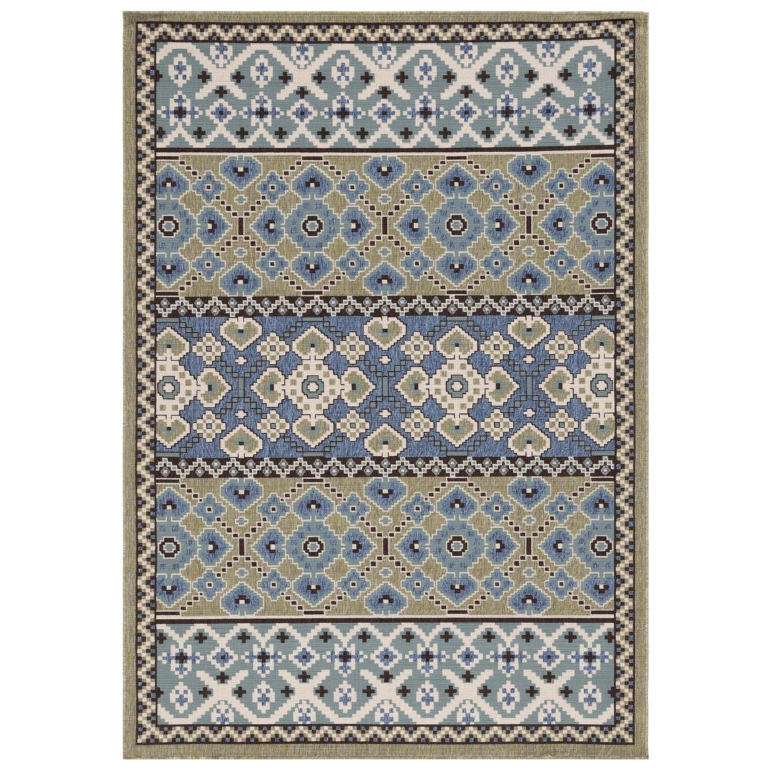 SAFAVIEH Outdoor VER093-0642 Veranda Green / Blue Rug Image 1