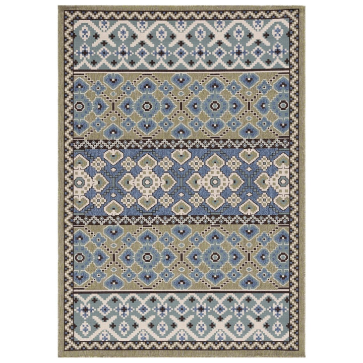 SAFAVIEH Outdoor VER093-0642 Veranda Green / Blue Rug Image 1