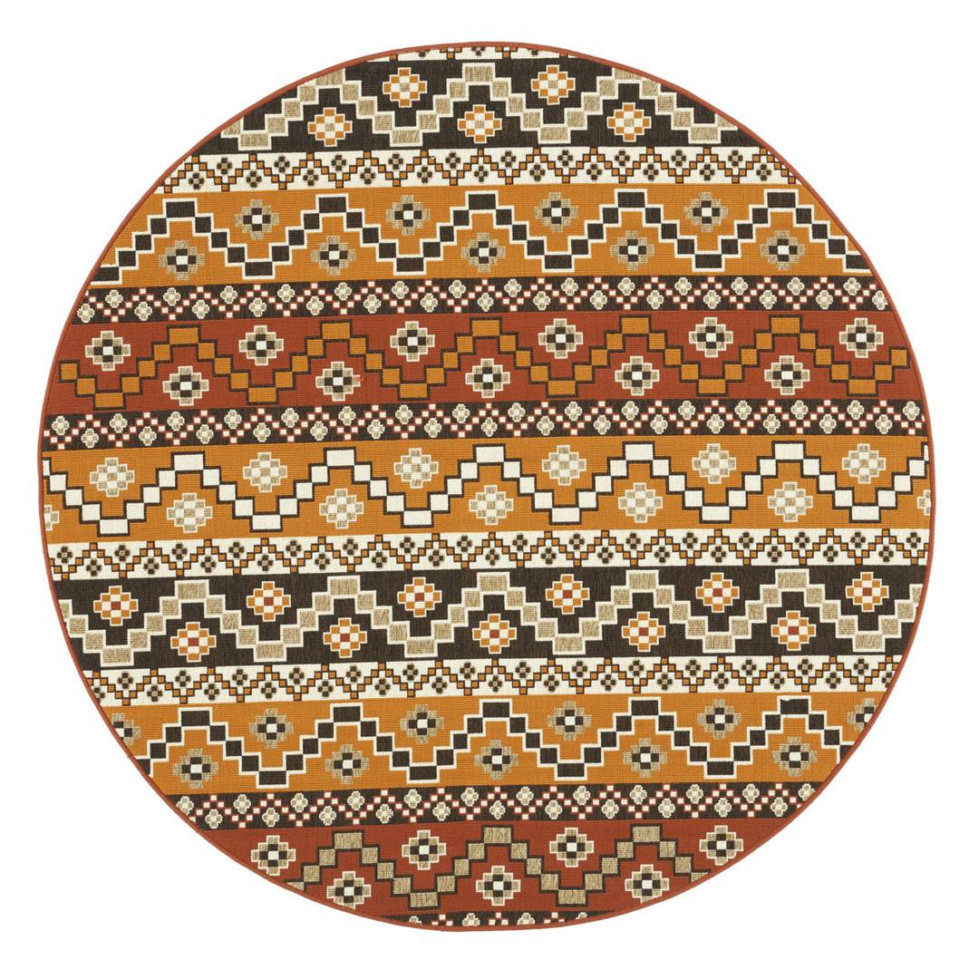 SAFAVIEH Outdoor VER095-0332 Veranda Red / Chocolate Rug Image 5