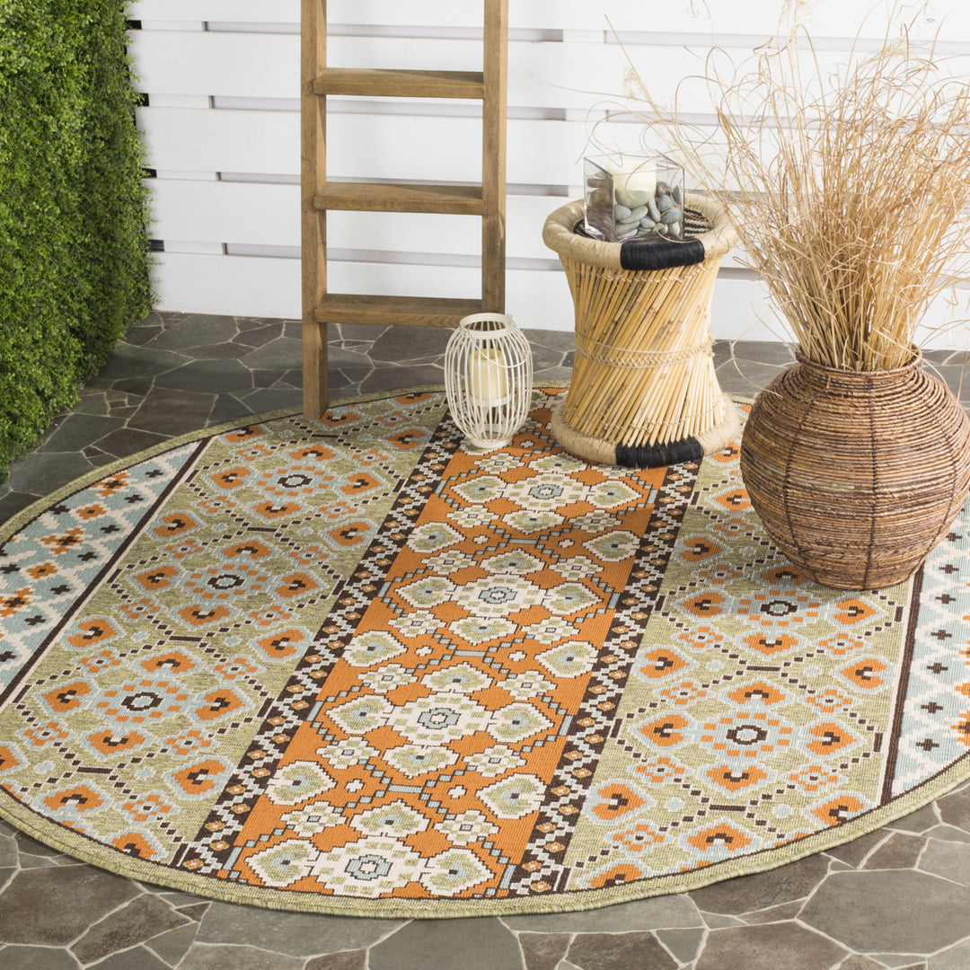 SAFAVIEH Outdoor VER093-0742 Veranda Green / Terracotta Rug Image 2