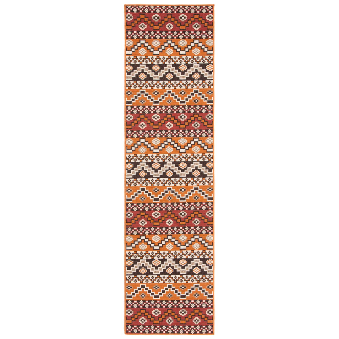 SAFAVIEH Outdoor VER095-0332 Veranda Red / Chocolate Rug Image 1