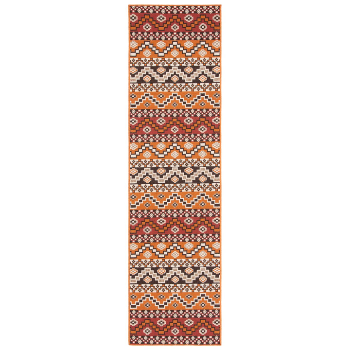 SAFAVIEH Outdoor VER095-0332 Veranda Red / Chocolate Rug Image 1