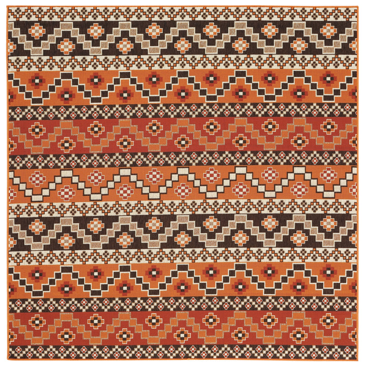 SAFAVIEH Outdoor VER095-0332 Veranda Red / Chocolate Rug Image 7