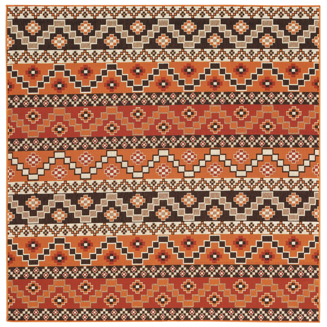 SAFAVIEH Outdoor VER095-0332 Veranda Red / Chocolate Rug Image 1