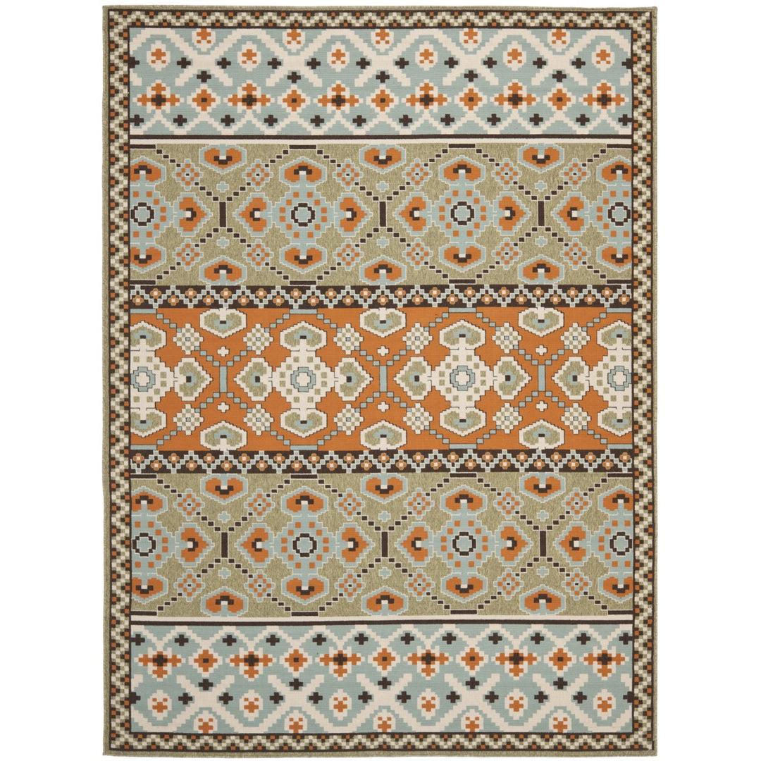 SAFAVIEH Outdoor VER093-0742 Veranda Green / Terracotta Rug Image 1