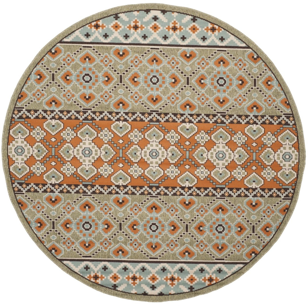 SAFAVIEH Outdoor VER093-0742 Veranda Green / Terracotta Rug Image 1