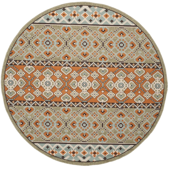 SAFAVIEH Outdoor VER093-0742 Veranda Green / Terracotta Rug Image 1