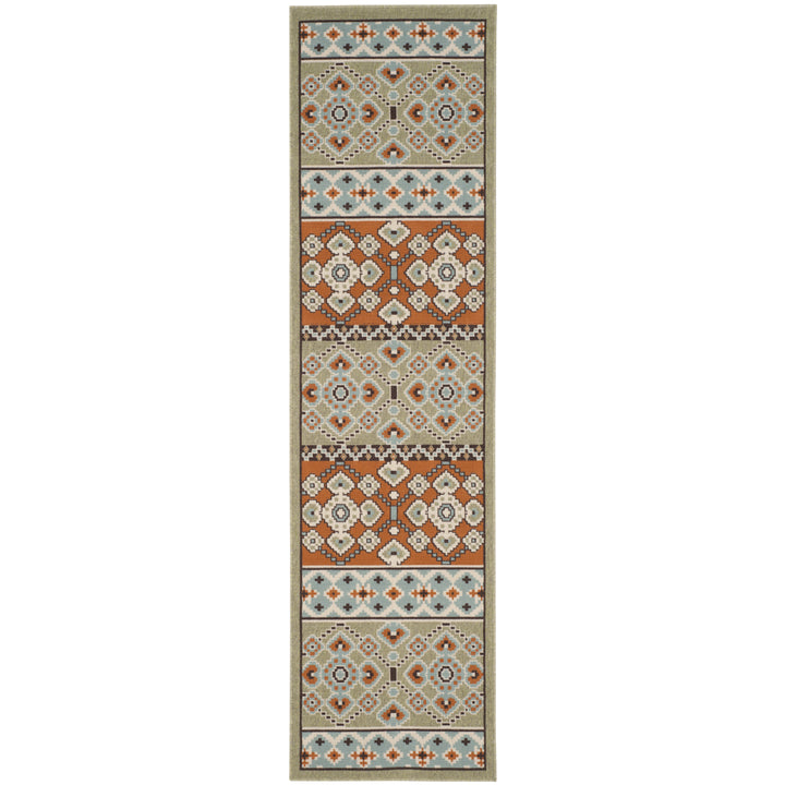 SAFAVIEH Outdoor VER093-0742 Veranda Green / Terracotta Rug Image 6