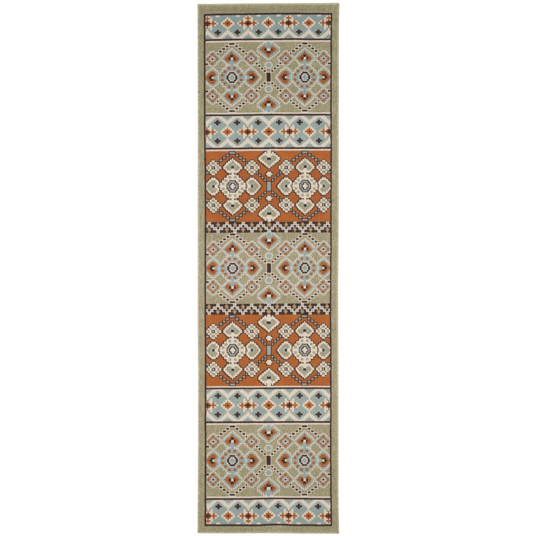 SAFAVIEH Outdoor VER093-0742 Veranda Green / Terracotta Rug Image 1