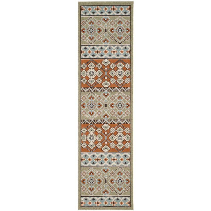 SAFAVIEH Outdoor VER093-0742 Veranda Green / Terracotta Rug Image 1